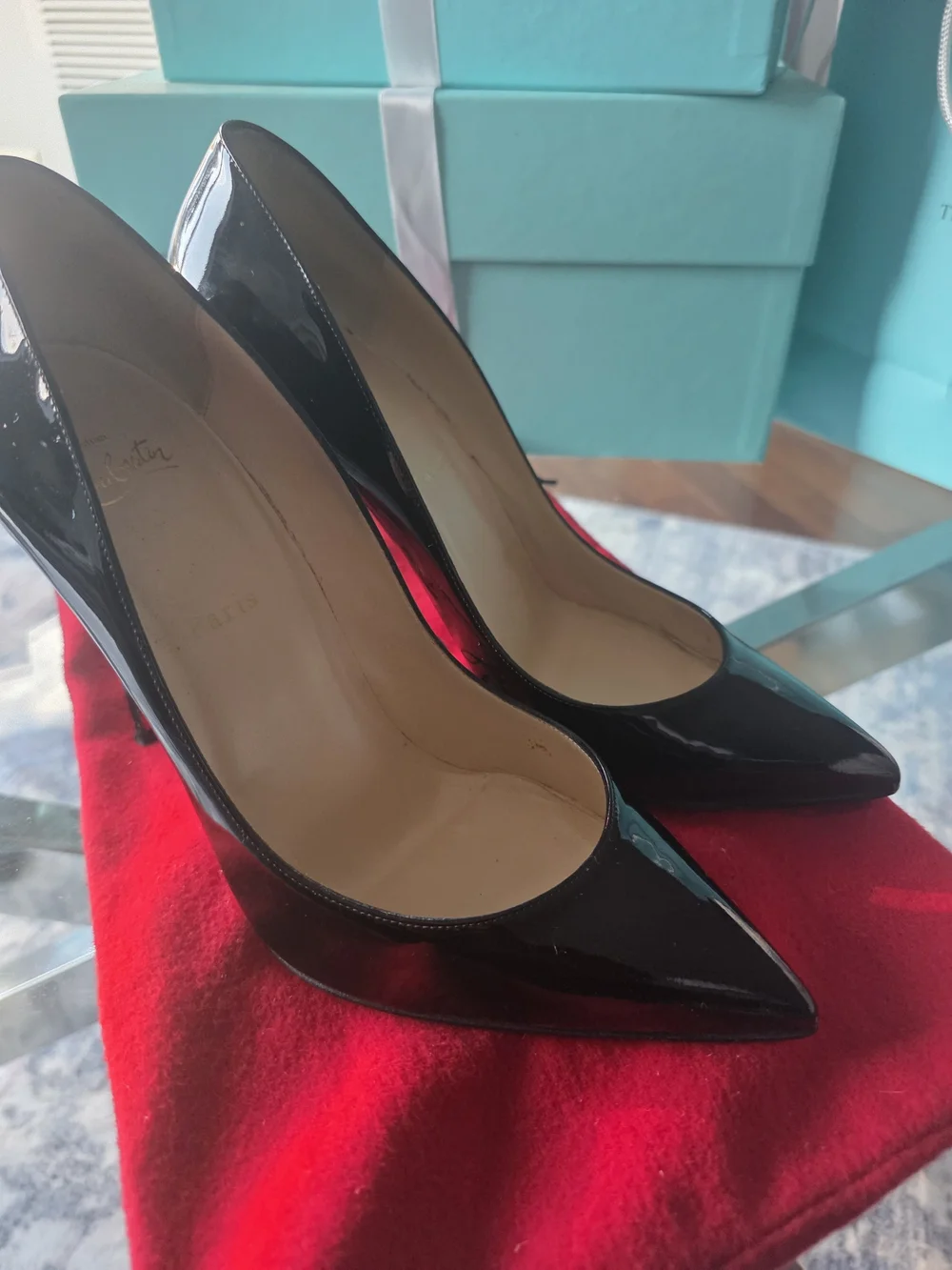 Christian Louboutin So Kate Patent Black Heels Pumps Stiletto 41.5